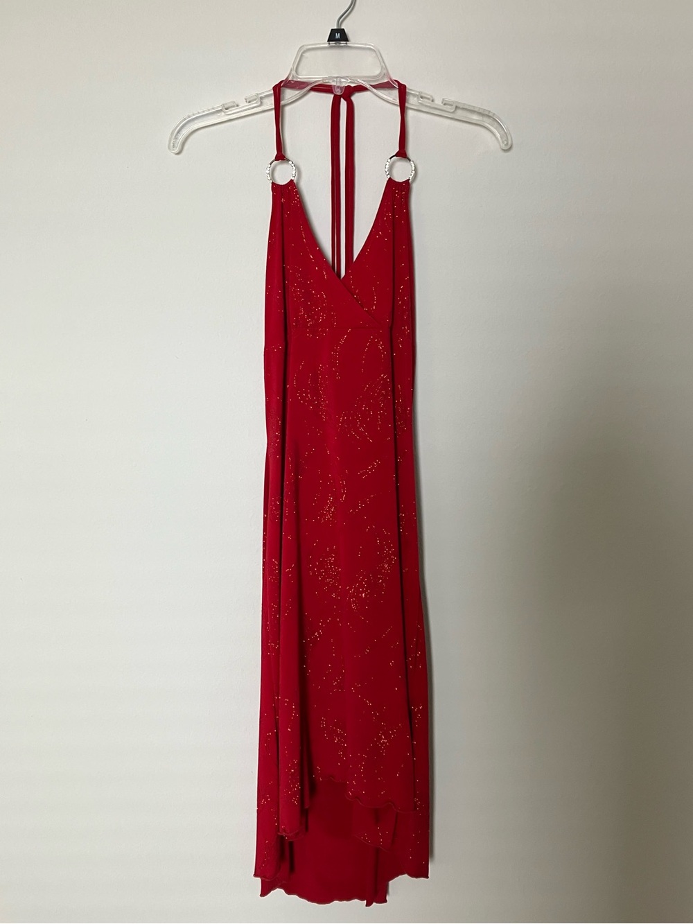 Y2K Lipstick Red Glitter Halter High Low Dress Party Prom Medium - Picture 1 of 10